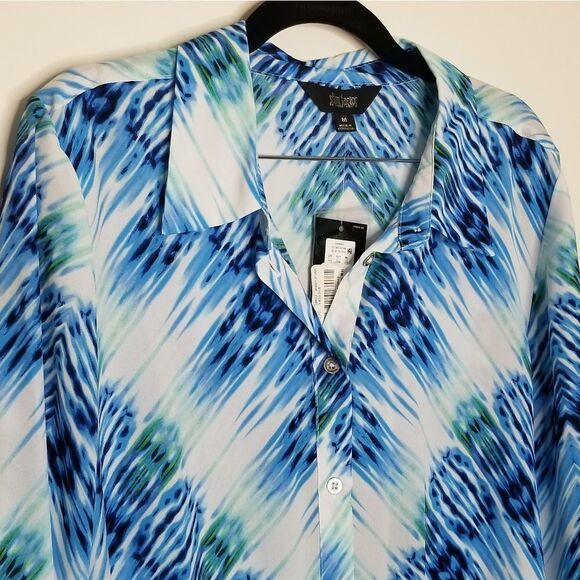 Investments Slim Factor De Collections Women's Long Sleeve Button Up Blouse Sz M - Picture 3 of 14